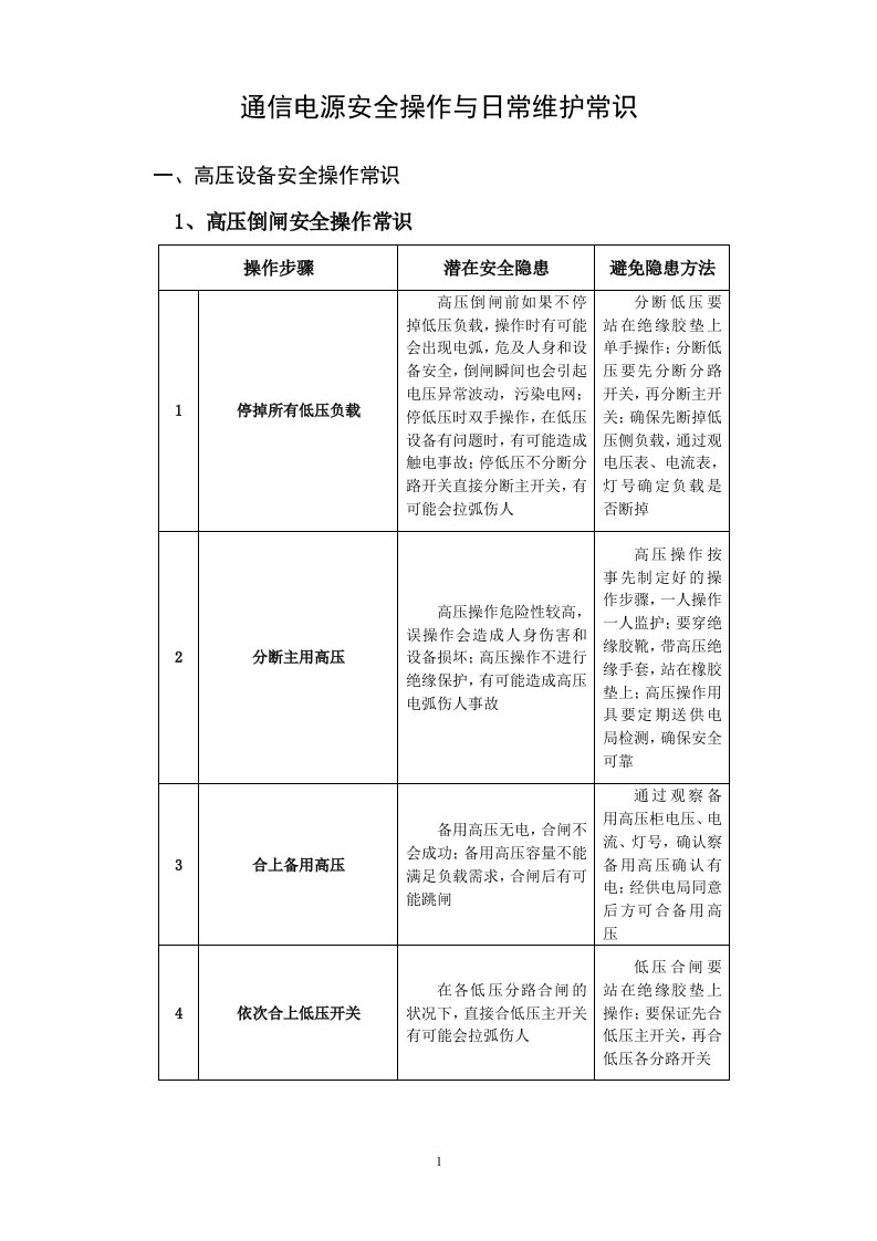 通信电源安全操作与日常维护常识