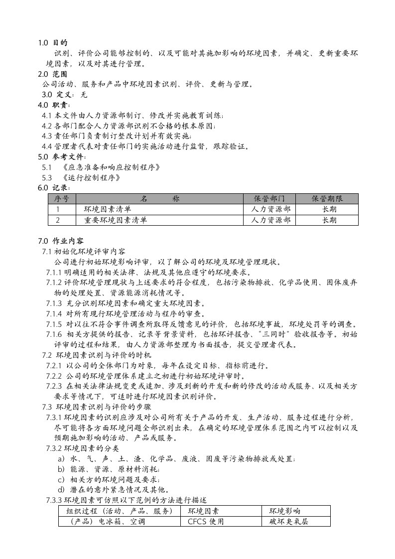 环境管理-环境因素识别程序