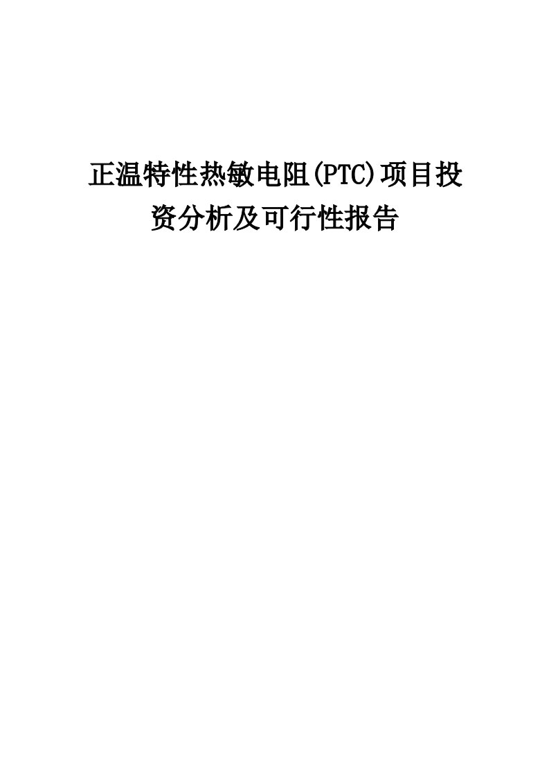 2024年正温特性热敏电阻(PTC)项目投资分析及可行性报告