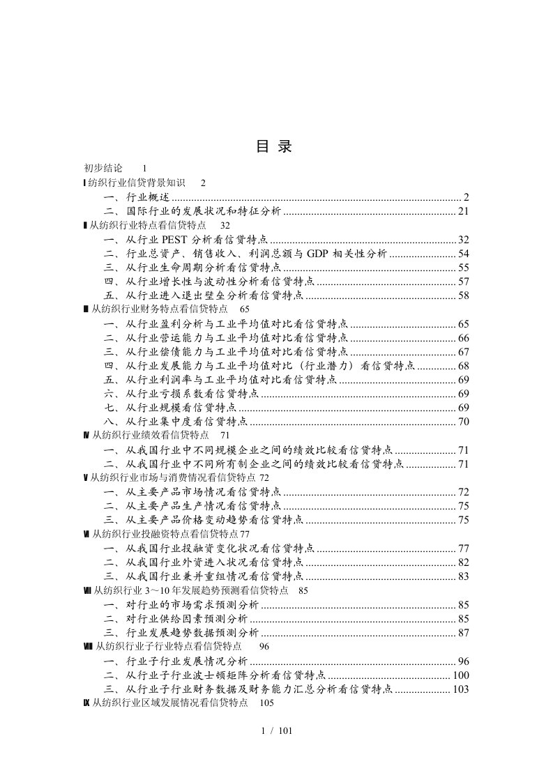 纺织行业分析概况