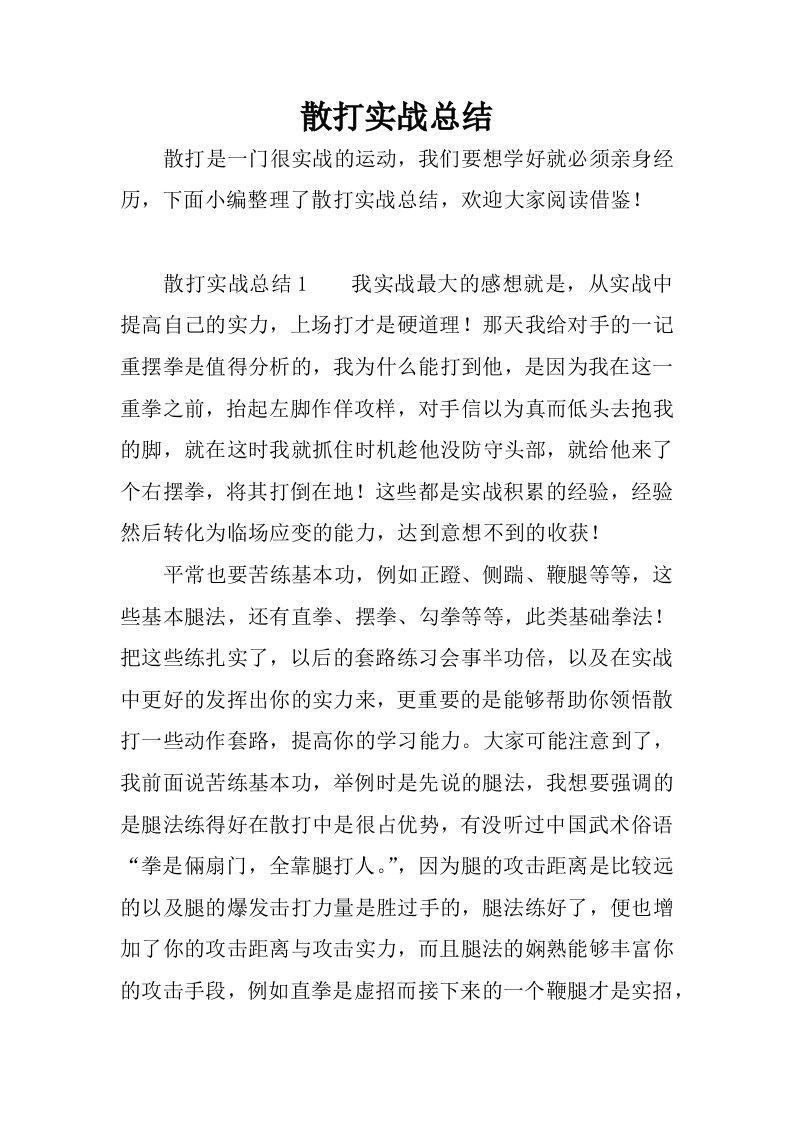 散打实战总结.docx