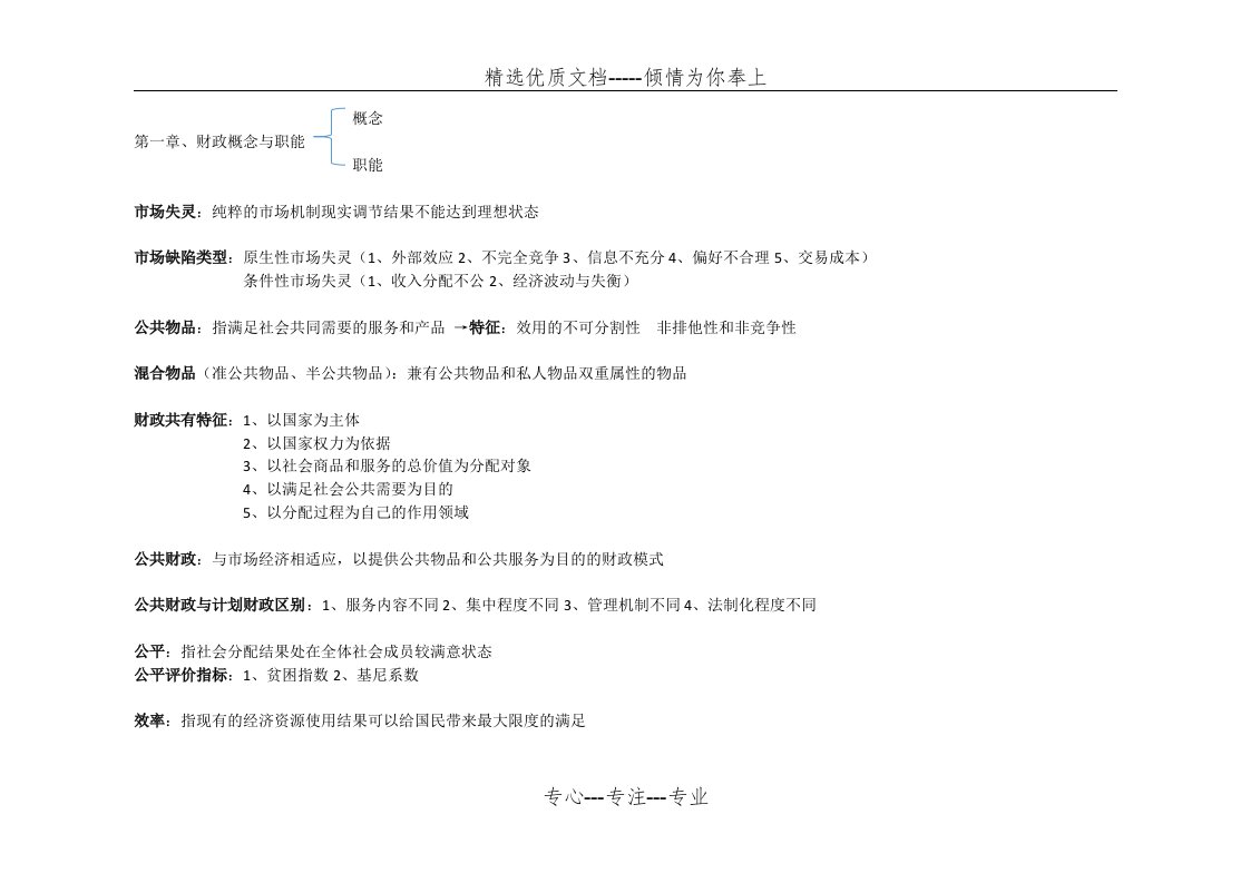 自考会计本科(财政学)资料汇总(共17页)