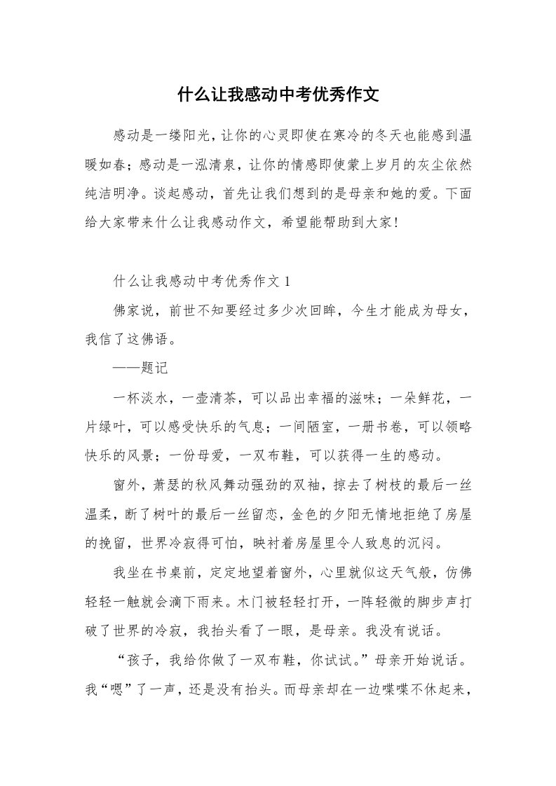 什么让我感动中考优秀作文