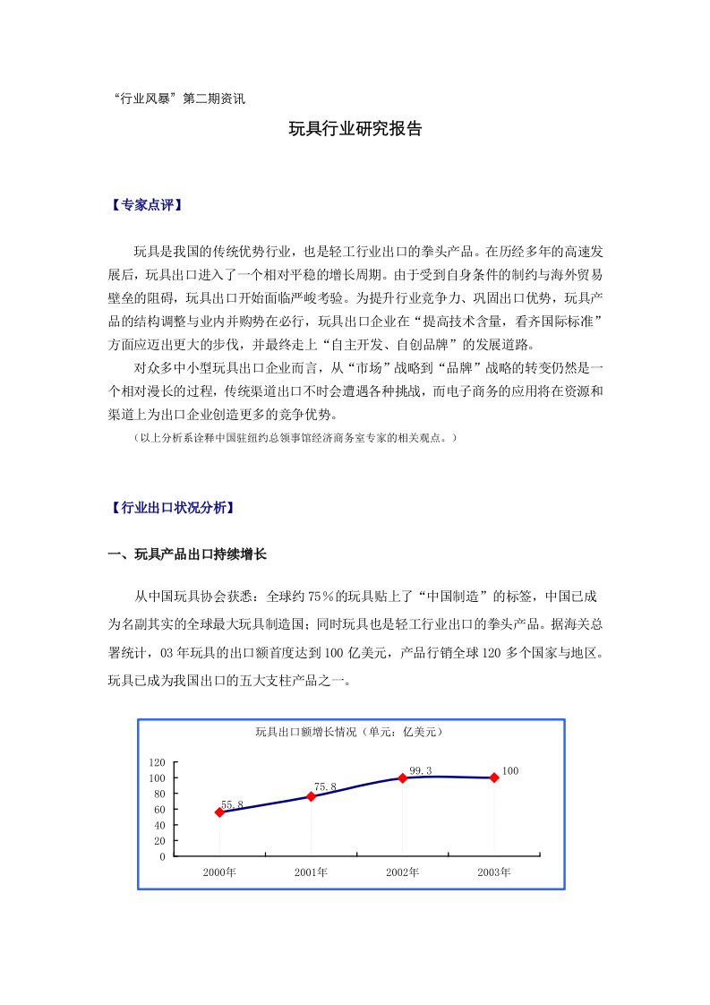 精选玩具行业研究报告