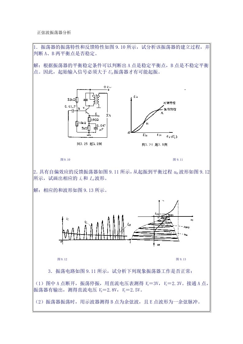 正弦波振荡器振荡电路分析