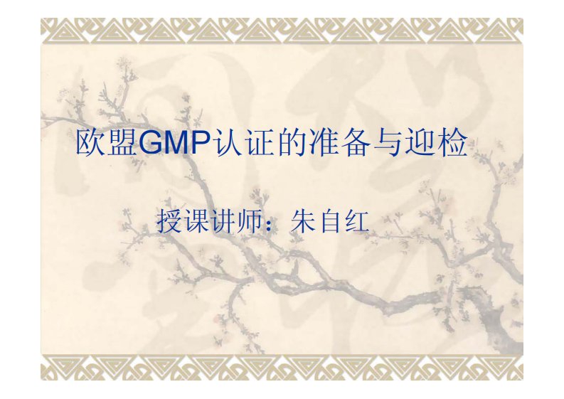 欧盟GMP认证的准备与迎检