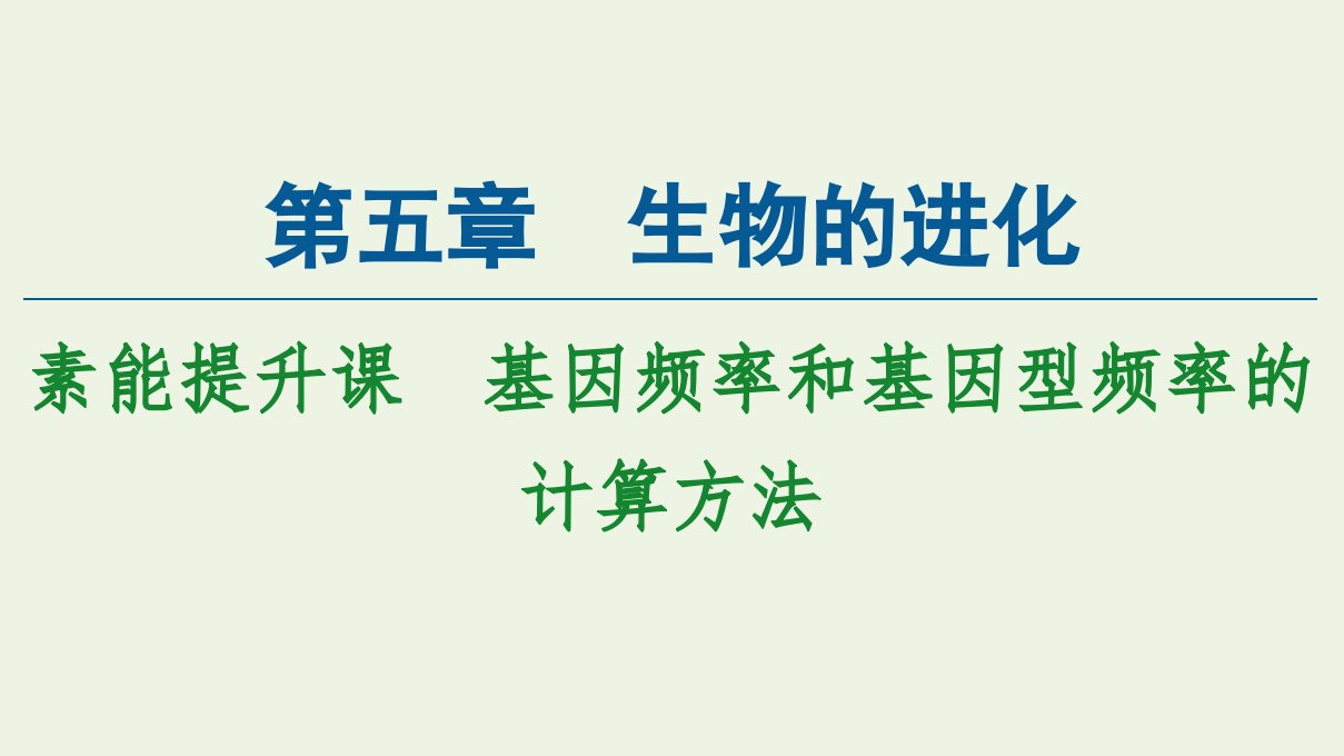 新教材高中生物第5章生物的进化素能提升课基因频率和基因型频率的计算方法课件浙科版必修2