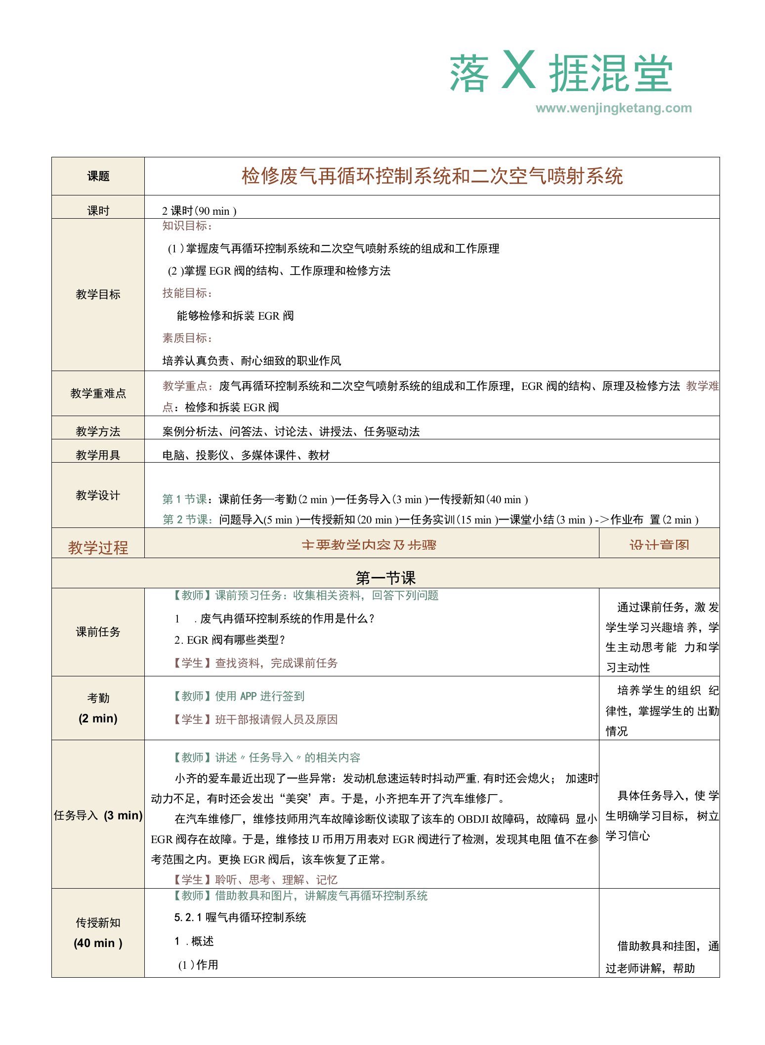 《汽车发动机电控系统检修》教案