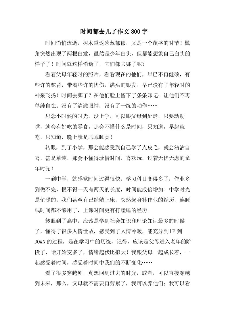 时间都去儿了作文800字