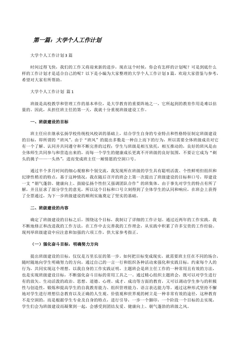 大学个人工作计划（合集）[修改版]