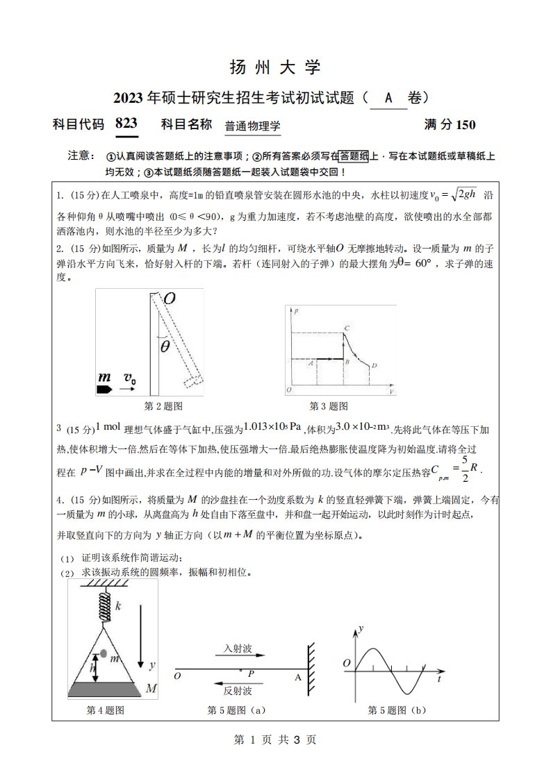 2023年扬州大学研究生自主命题