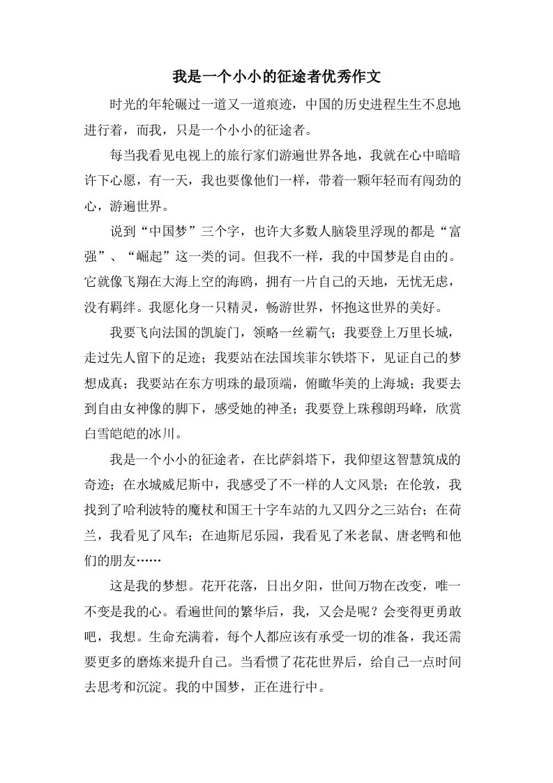 我是一个小小的征途者作文