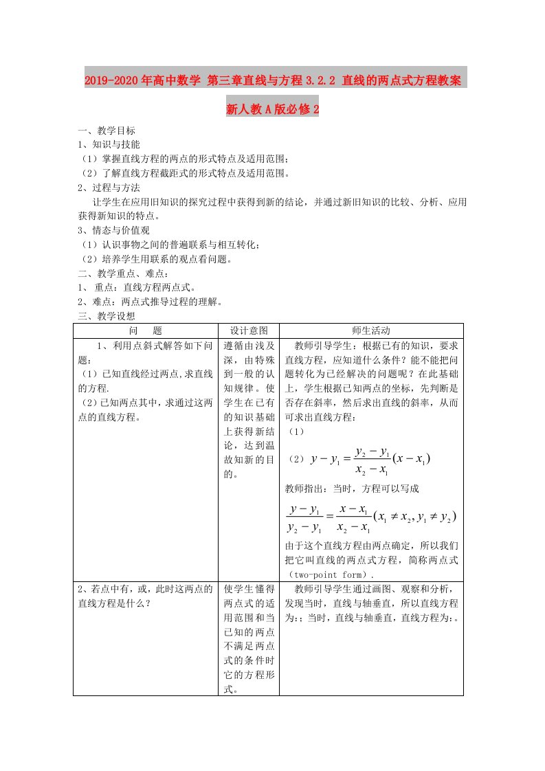 2019-2020年高中数学