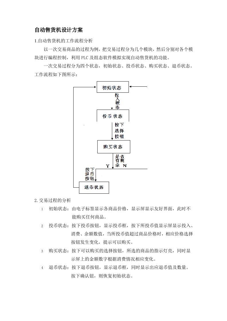 自动售货机设计方案