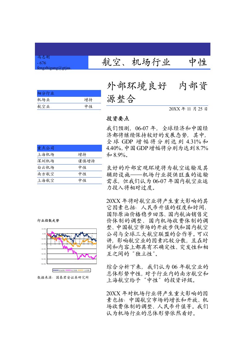 行业报告-航空、机场行业06年策略报告