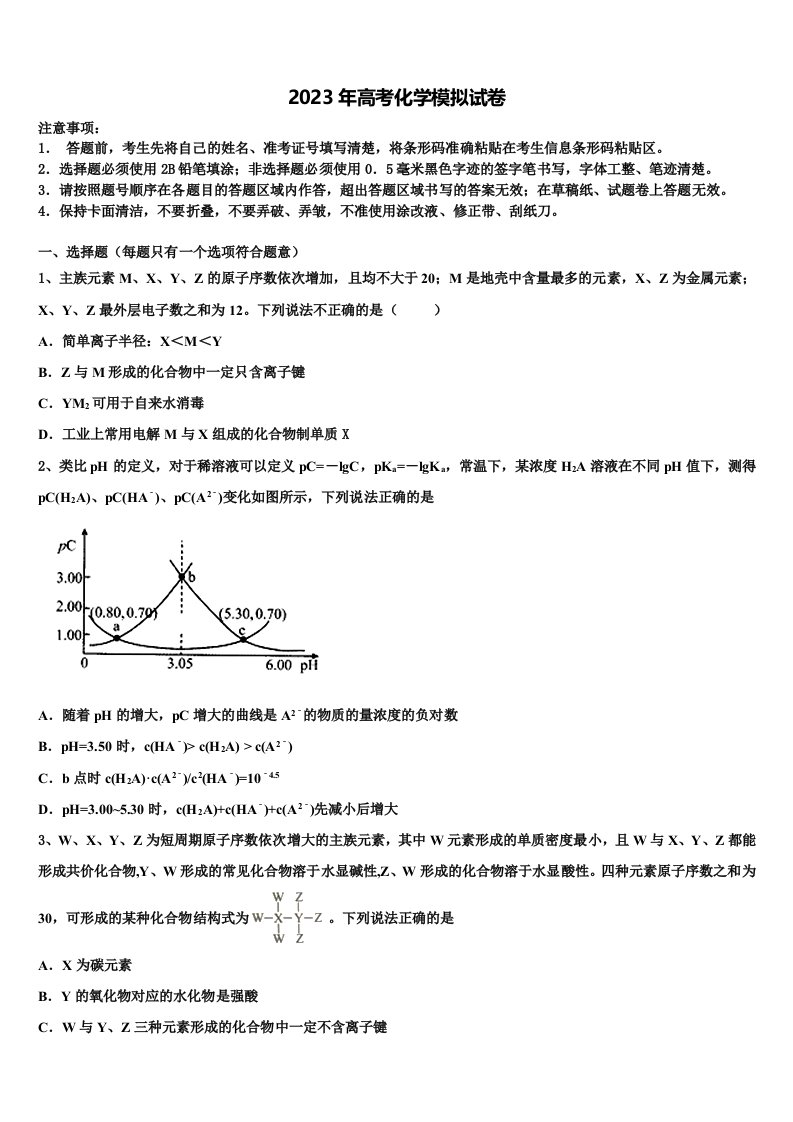 2023届上海市理工大学附属中学高三下第一次测试化学试题含解析