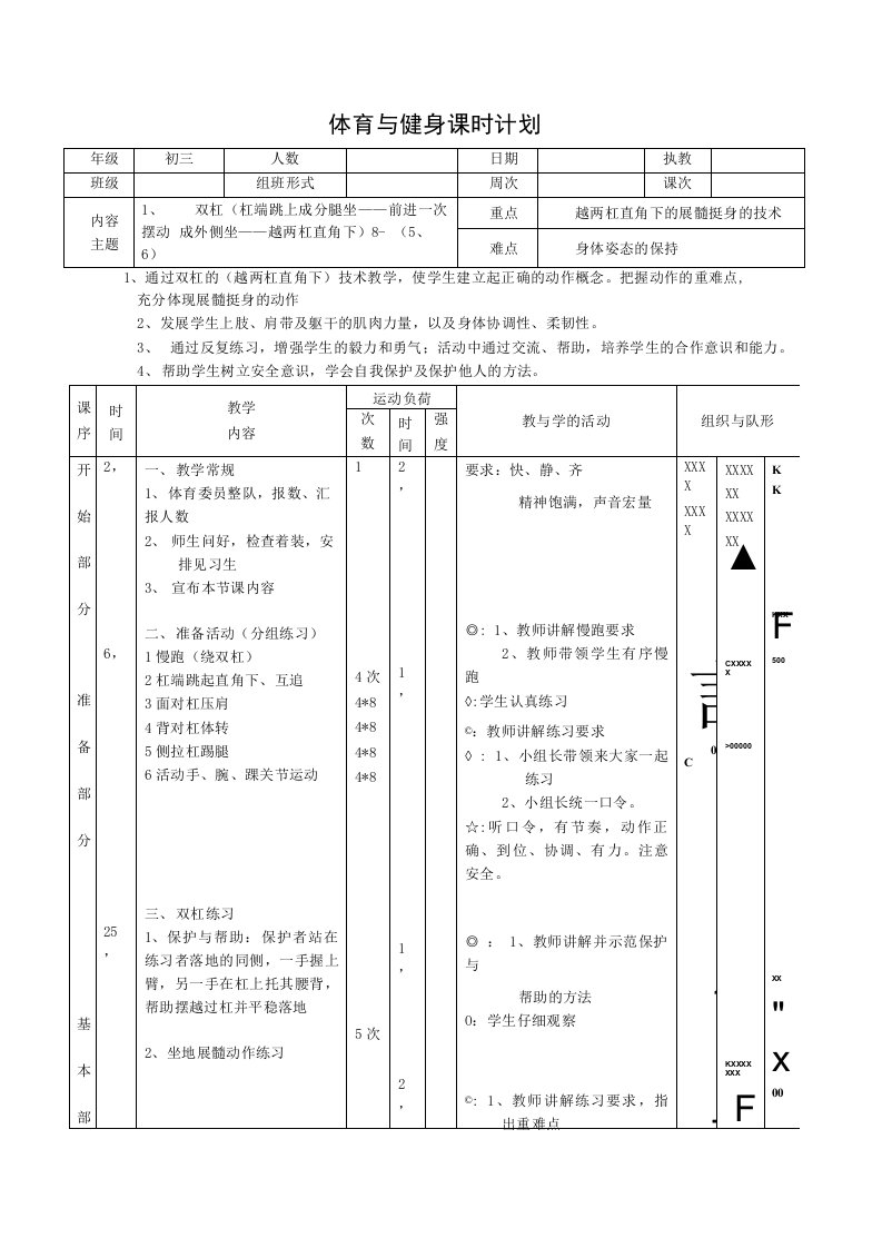 水平四（九年级）体育《杠端跳上成分腿坐》教案