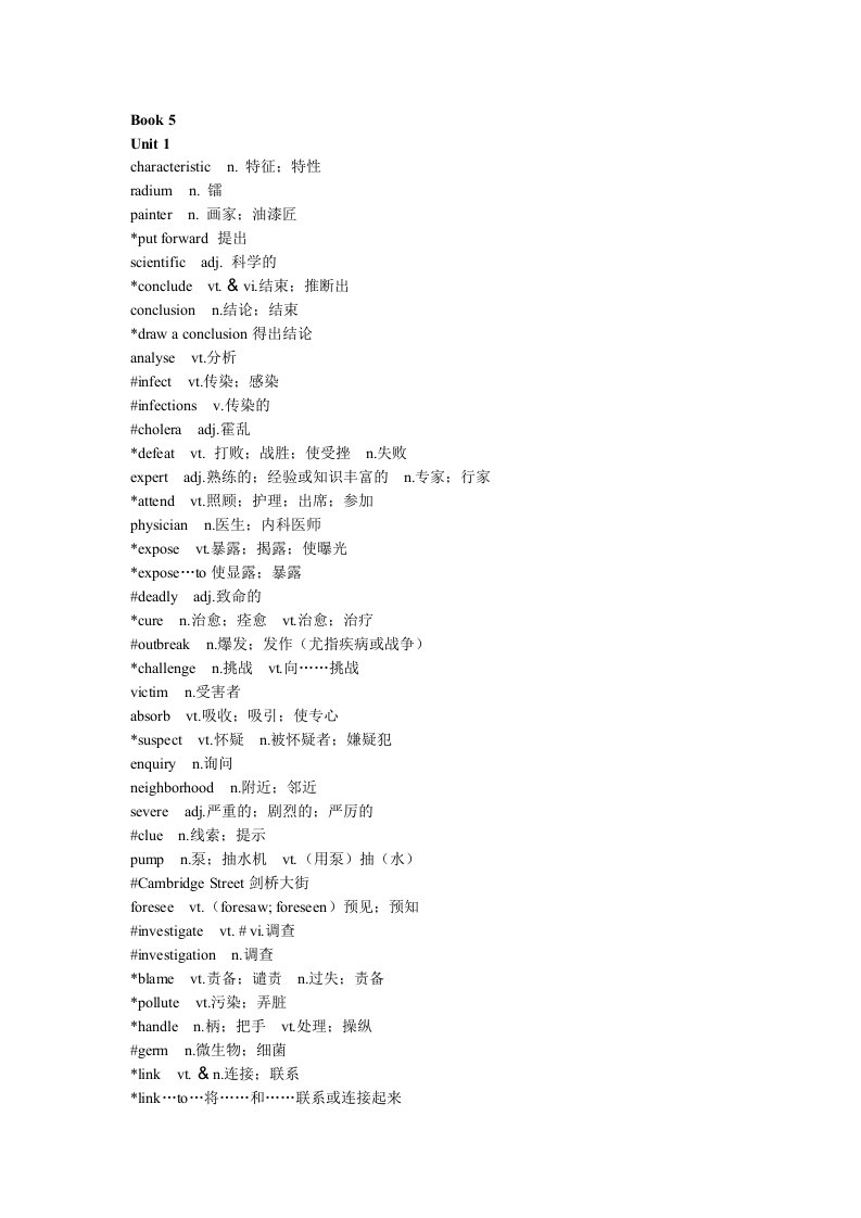 人教版新课标高中英语必修5词汇表