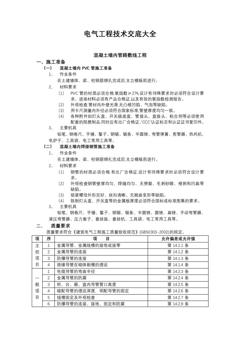 电气工程技术交底大全