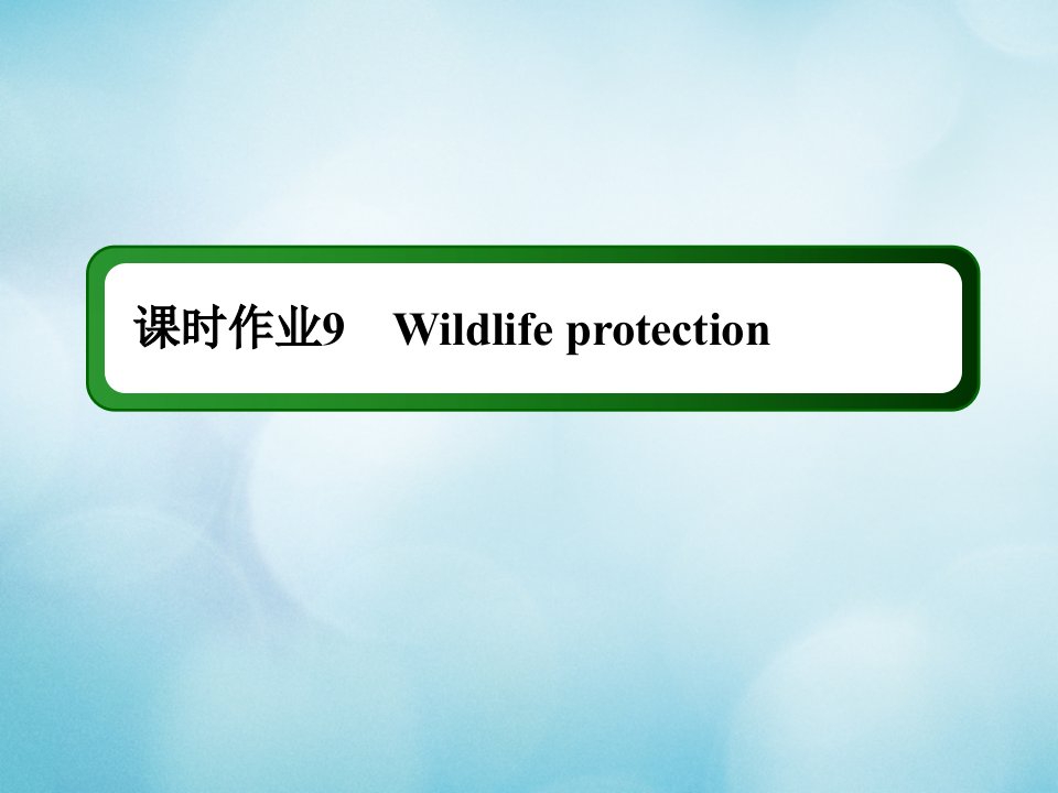 2021年高考英语调研大一轮复习课时作业A9Unit4Wildlifeprotection课件新人教版