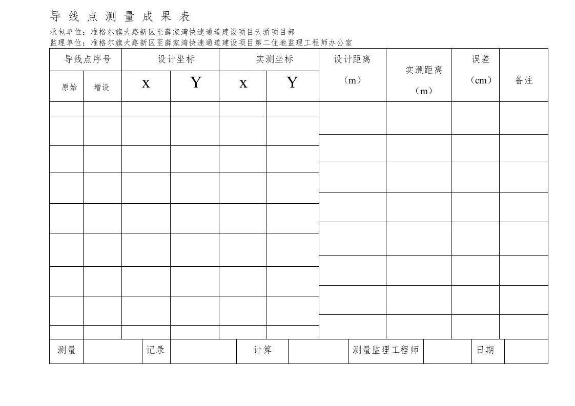 导线点测量成果表