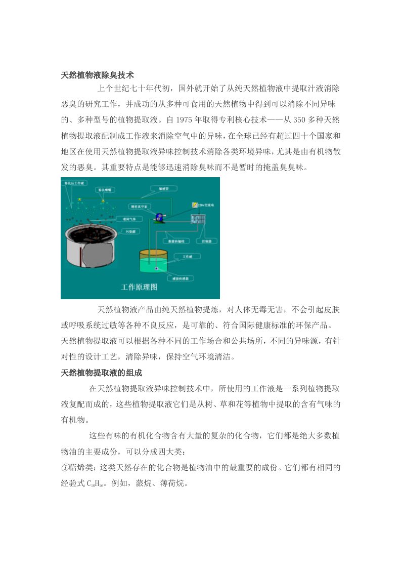 天然植物液除臭技术