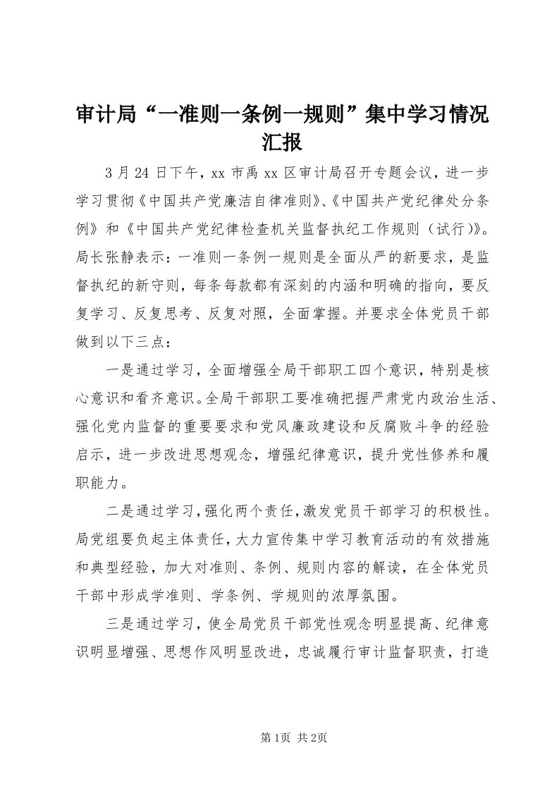 5审计局“一准则一条例一规则”集中学习情况汇报