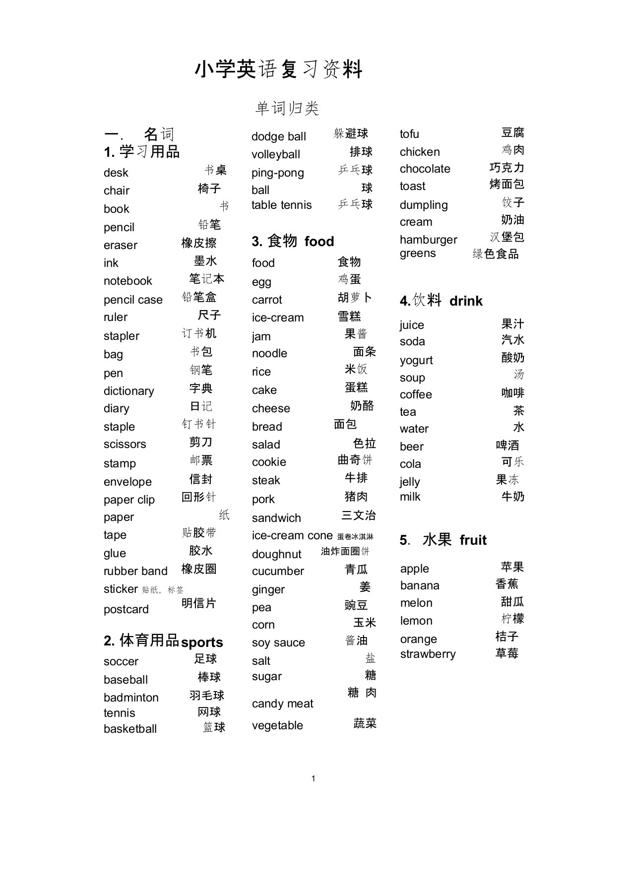 开心学英语全部单词分类