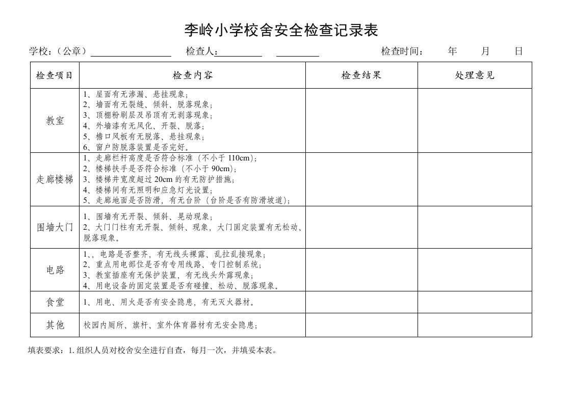 校舍安全检查记录