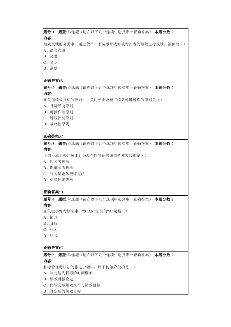 绩效管理第二次作业汇总