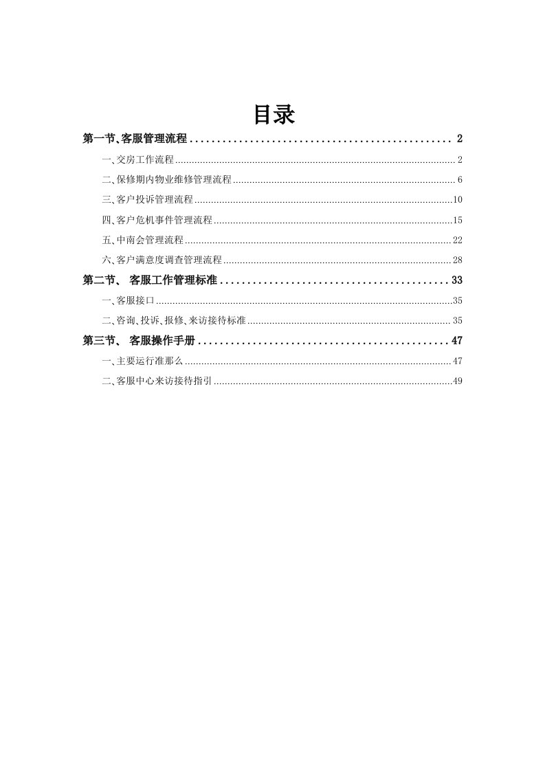 实用资料推荐-房地产客服管理制度