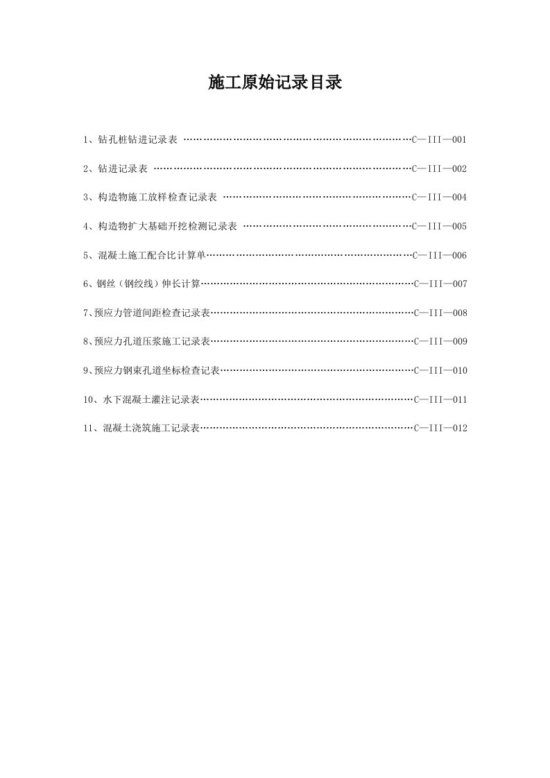 C-III施工原始记录