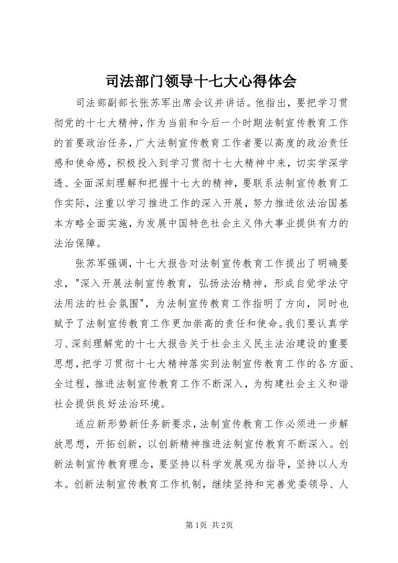 6司法部门领导十七大心得体会