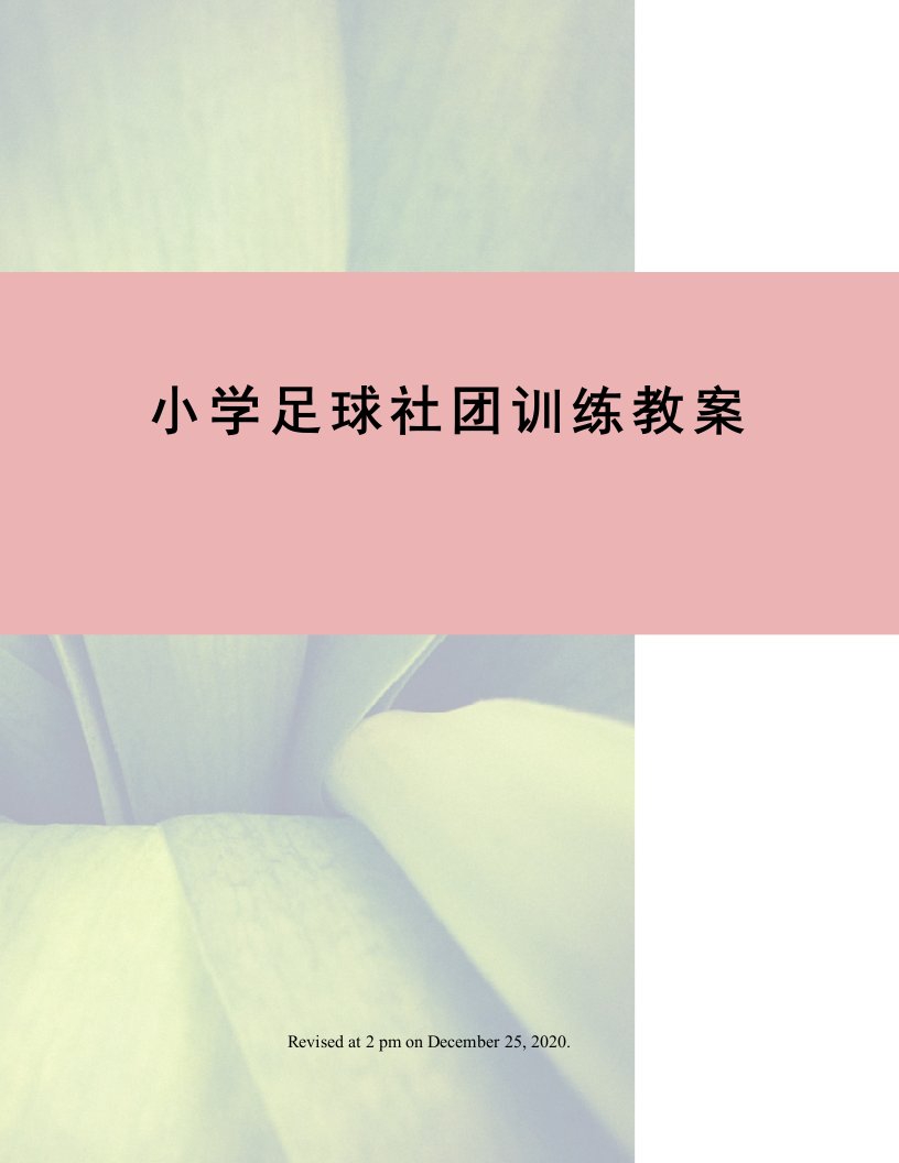 小学足球社团训练教案