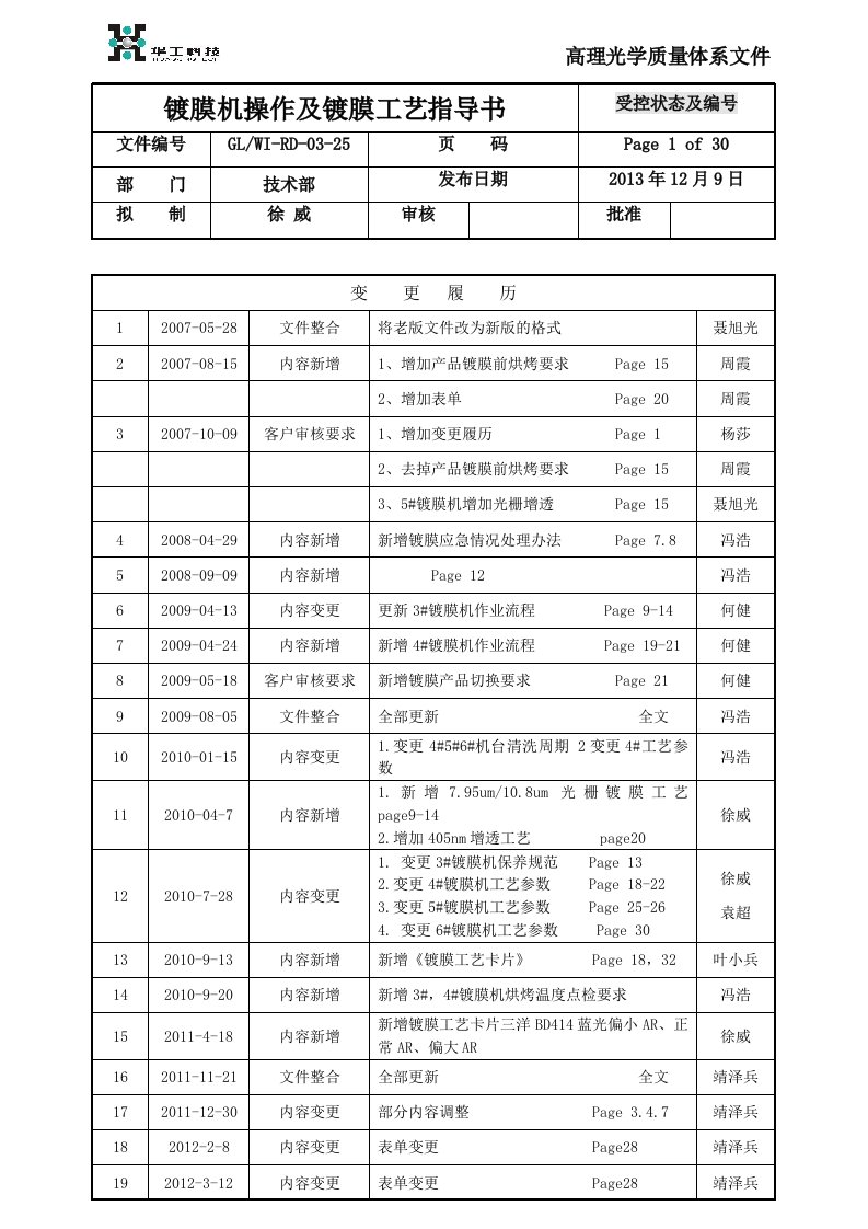 镀膜机操作及镀膜工艺指导书