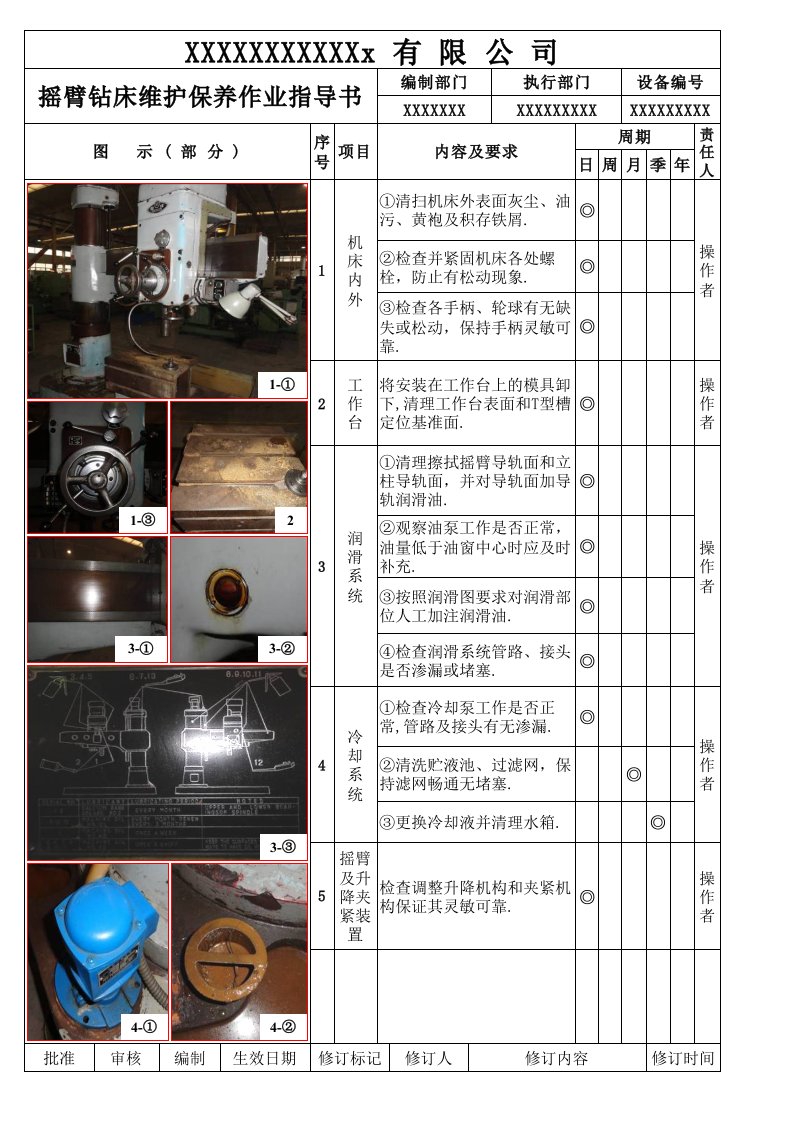 摇臂钻床维护作业指导书