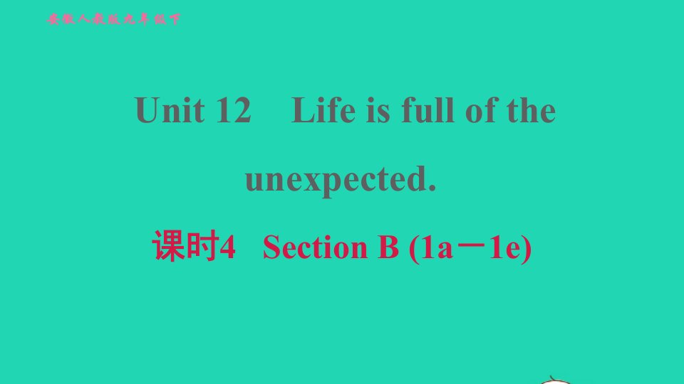 安徽专版2022春九年级英语全册Unit12Lifeisfulloftheunexpected课时4SectionB1a－1e课件新版人教新目标版