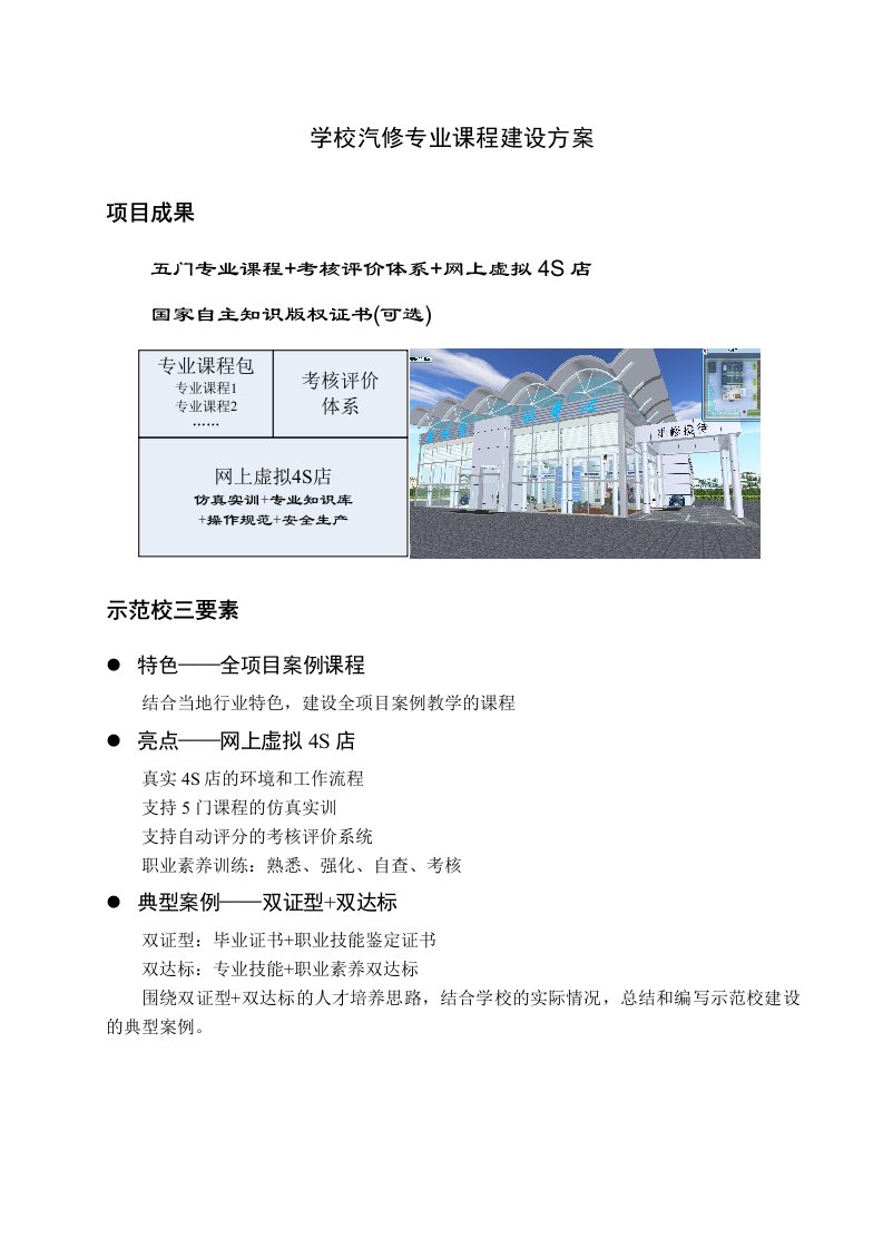 汽修专业课程建设方案