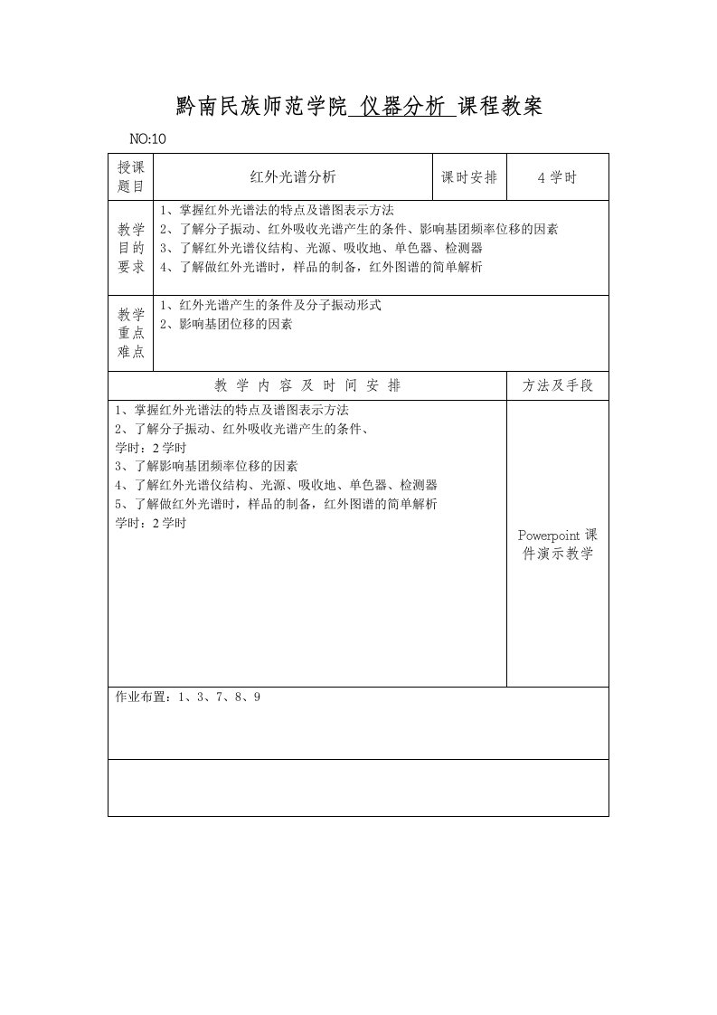 仪器分析课程教案