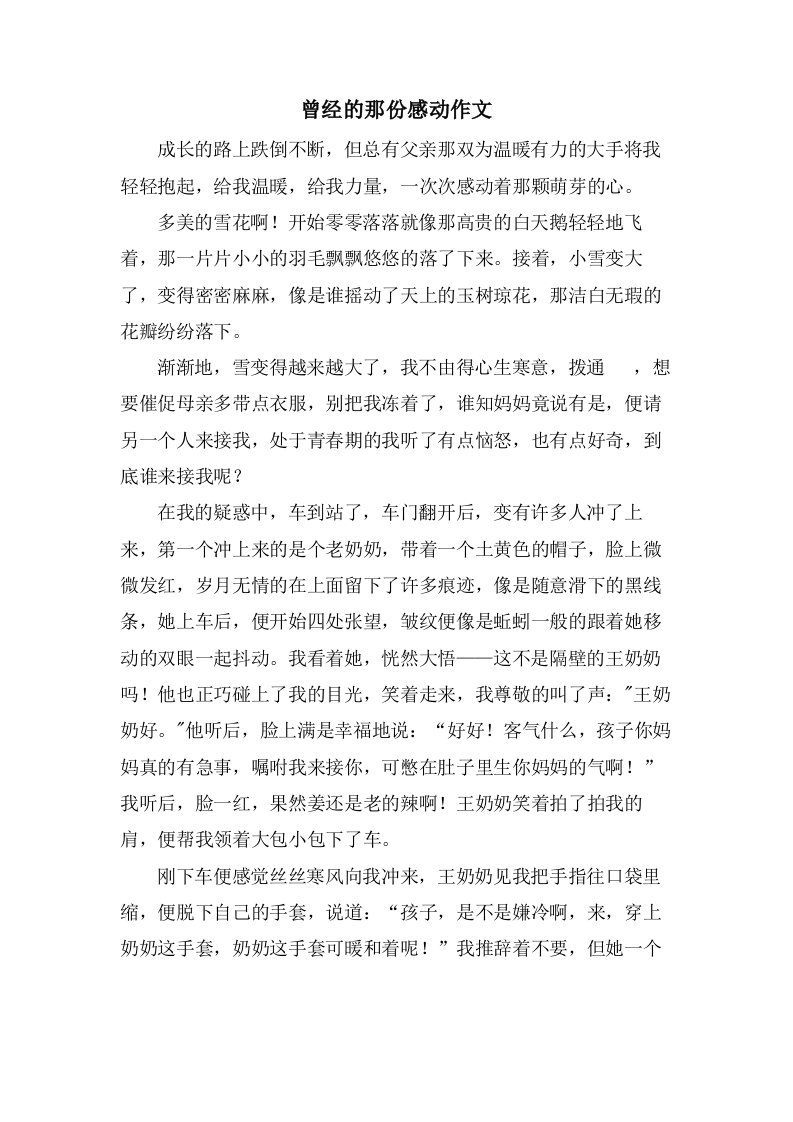 曾经的那份感动作文