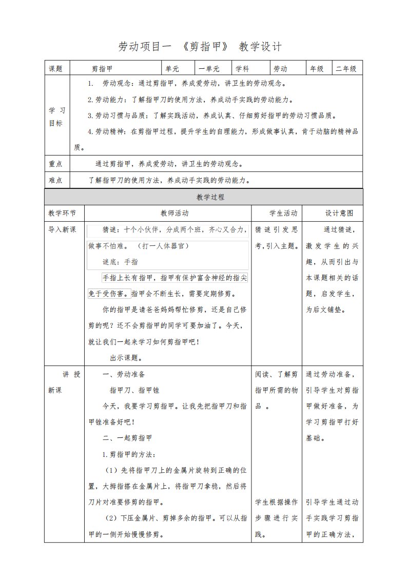 人教版《劳动教育》二上