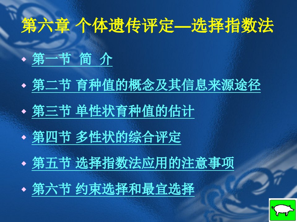 第六章个体遗传评定选择指数法名师编辑PPT课件