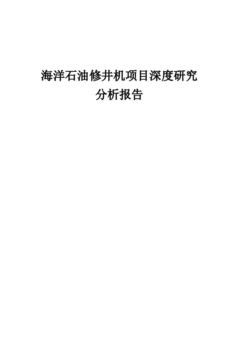 海洋石油修井机项目深度研究分析报告