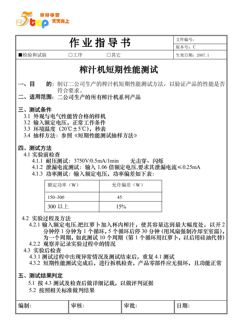 《短期性能测试-榨汁机、油炸锅、面包机》(4个文件)榨汁机短期性能测试1-食品饮料