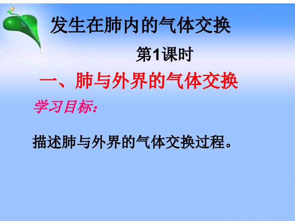 发生在肺内的气体交换PPT演示课件