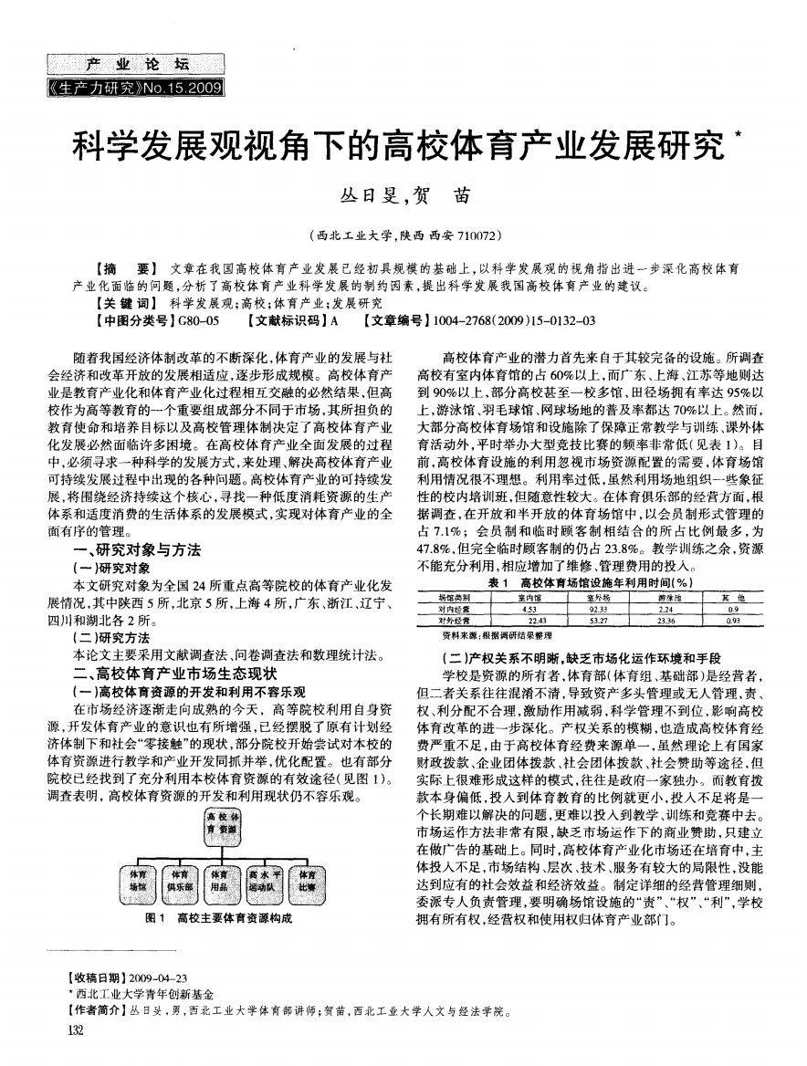 科学发展观视角下的高校体育产业发展研究