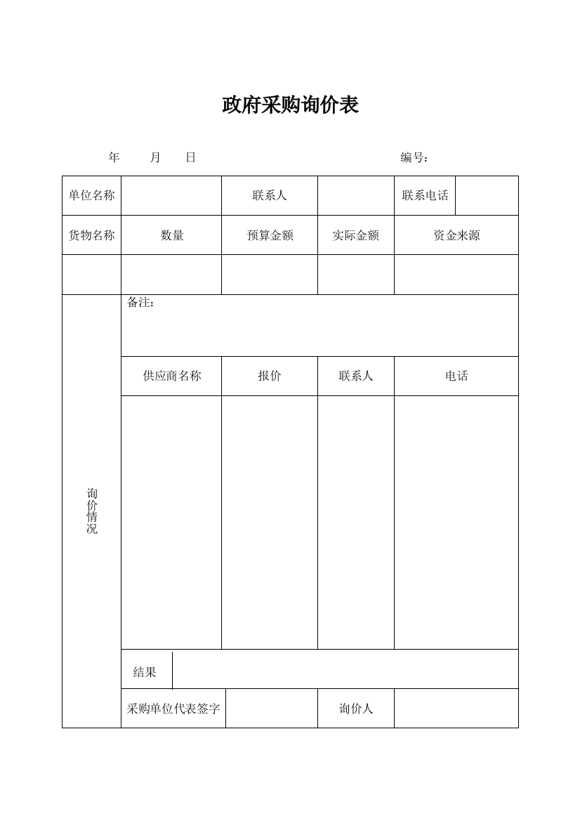 政府采购询价表