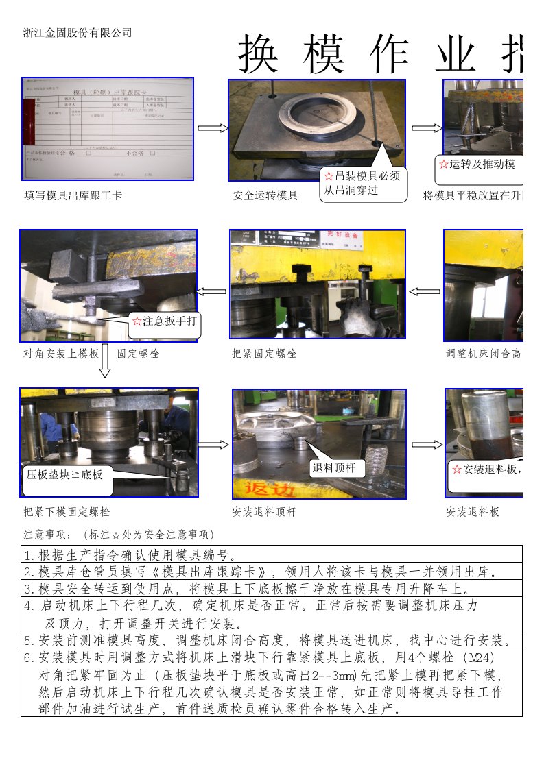 换模作业指导书(冲压模具)