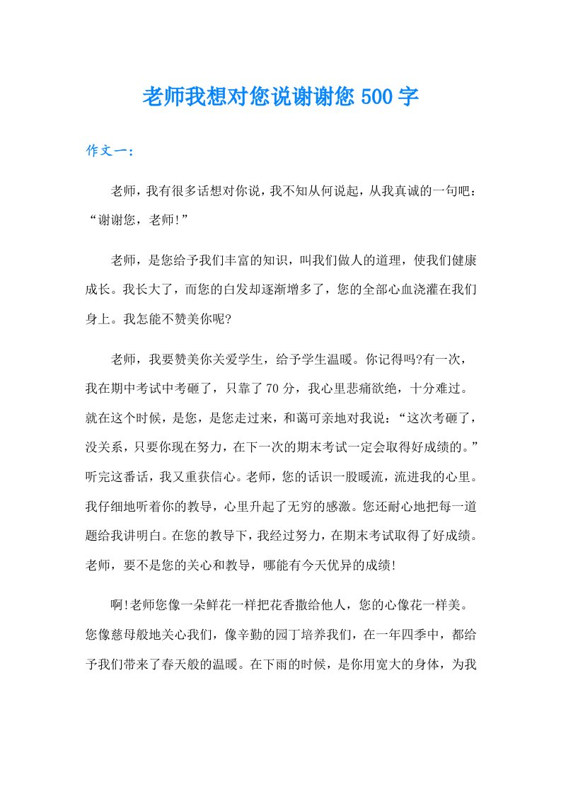 老师我想对您说谢谢您500字