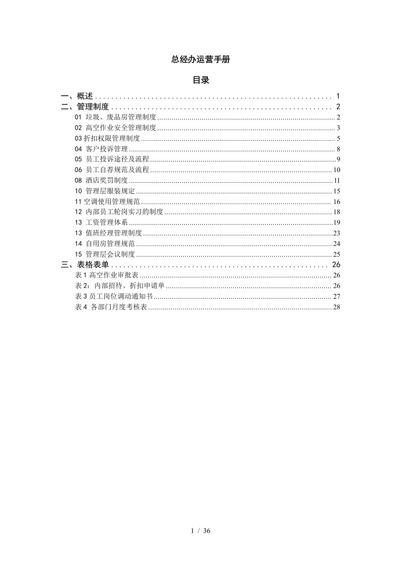 国际商务酒店总经办运营手册